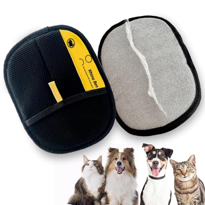 Luva eletrostática para remoção de pelos de gatos e cães Teerdm, reutilizável, preta, 1 par