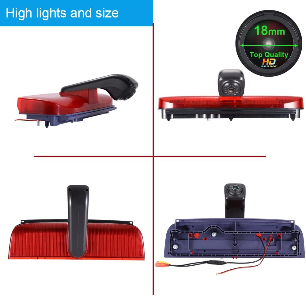 18mm Car Third Roof Top Mount Brake Lamp Light Rear View Reverse Parking Camera,replacement for Van Ford Transit Connect 2 II/XL Cargo Titanium Passenger Wagon 2014-2022(Part number: DT11-13R601-AE)