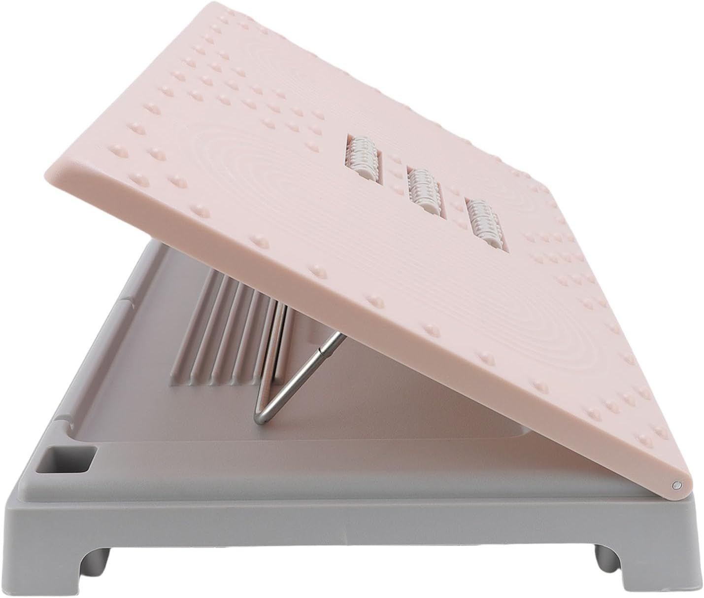 Height Adjustable Ergonomic Office Footrest, Non Slip Massage Surface with 5 Positions for Home and Office Use (Pink)