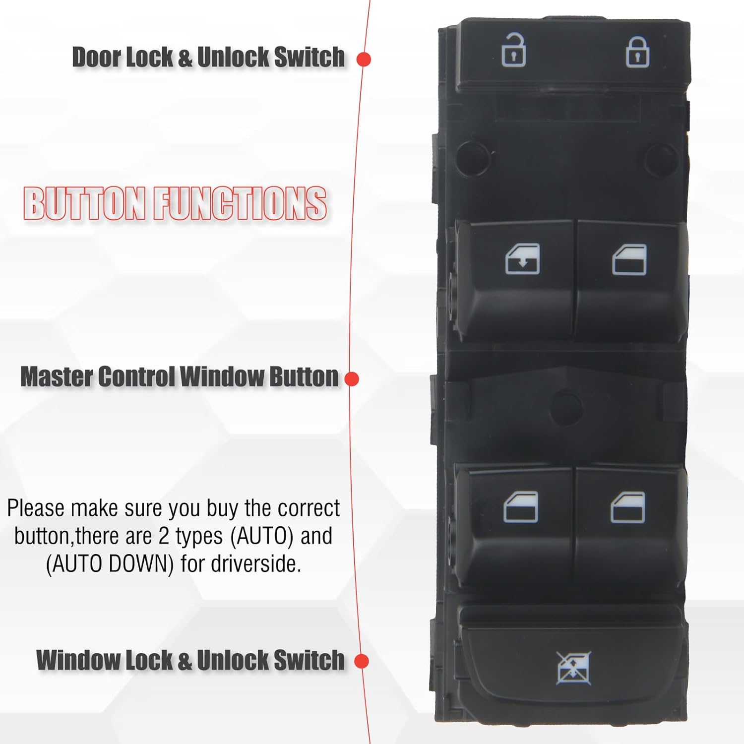 93571-M6100 Master Power Window Switch Driver Side Compatible with Forte 2019 2020 2021 1.6L 2.0L L4