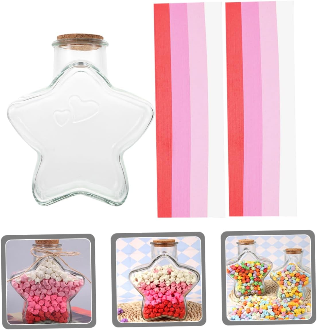 1set Origami Star Storage Bottle Multi-function Decorative Glass Bottles for Wishing and Crafting Gradient for and Room Decor