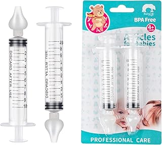 Baby Nasal Aspirator, 10ml Syringe Nasal Irrigator, Reusable Silicone Nasal Suction Tip, Nasal Syringe for Baby, Nose Clea...
