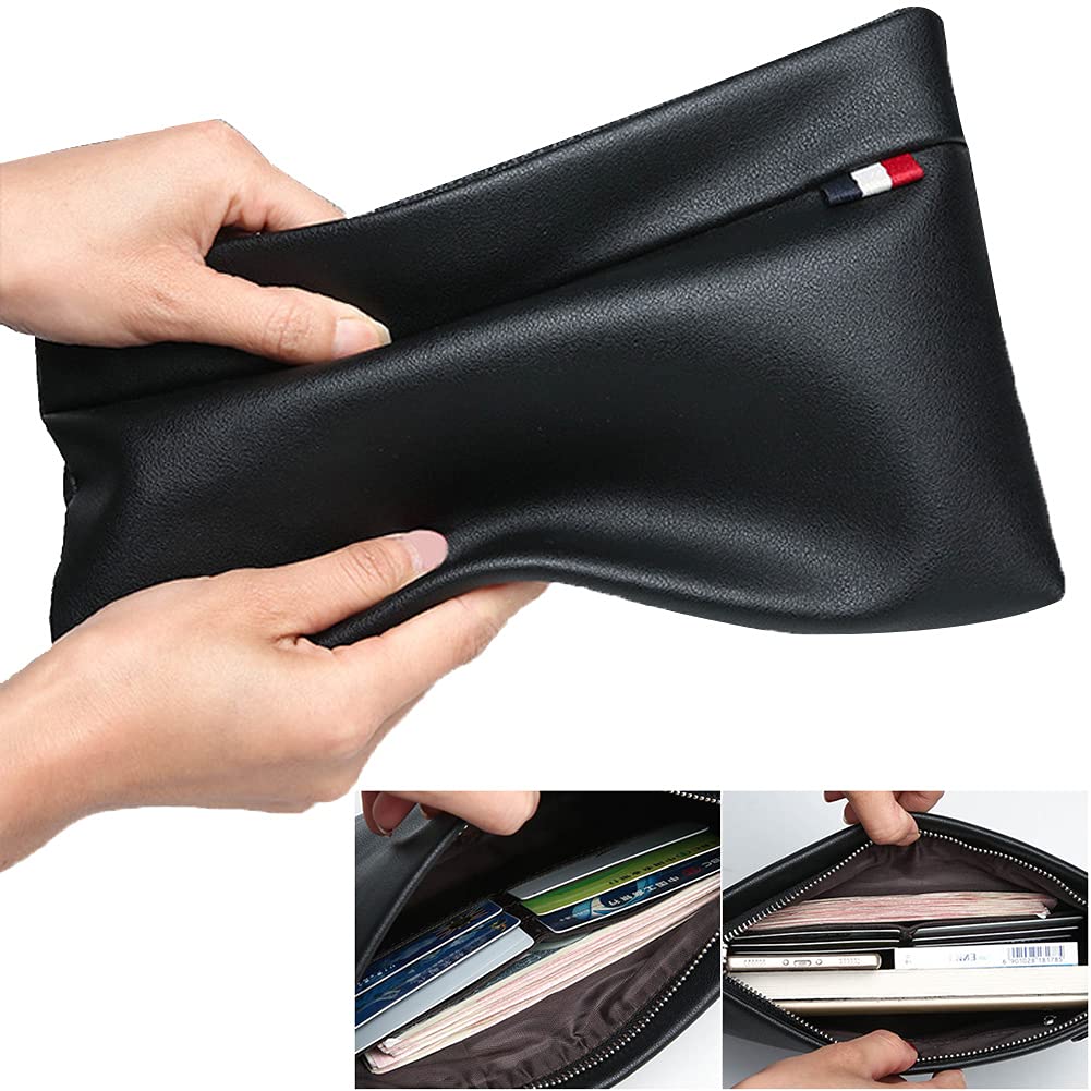 Sunshinetimes Pochette da Polso in Pelle Uomo Portafoglio Borsa a Mano Borsellino con Cerniera per lavoro, viaggio, casuale