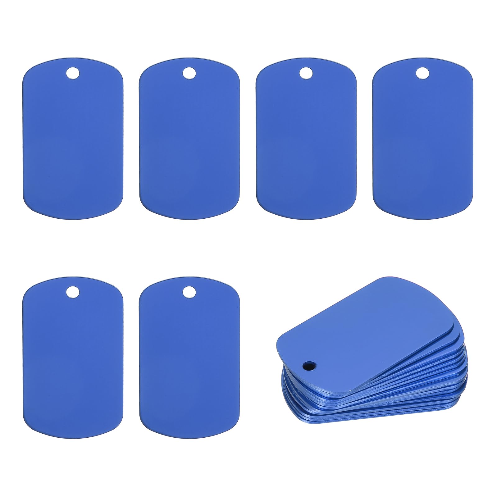 PATIKIL Metal Stamping Blanks Tags 2", 30 Pcs Anodized Aluminum Blank Dog Tags Rectangle Laser Engraving Blanks ID Name Tag with Hole for Pet Craft DIY Decorative, Blue