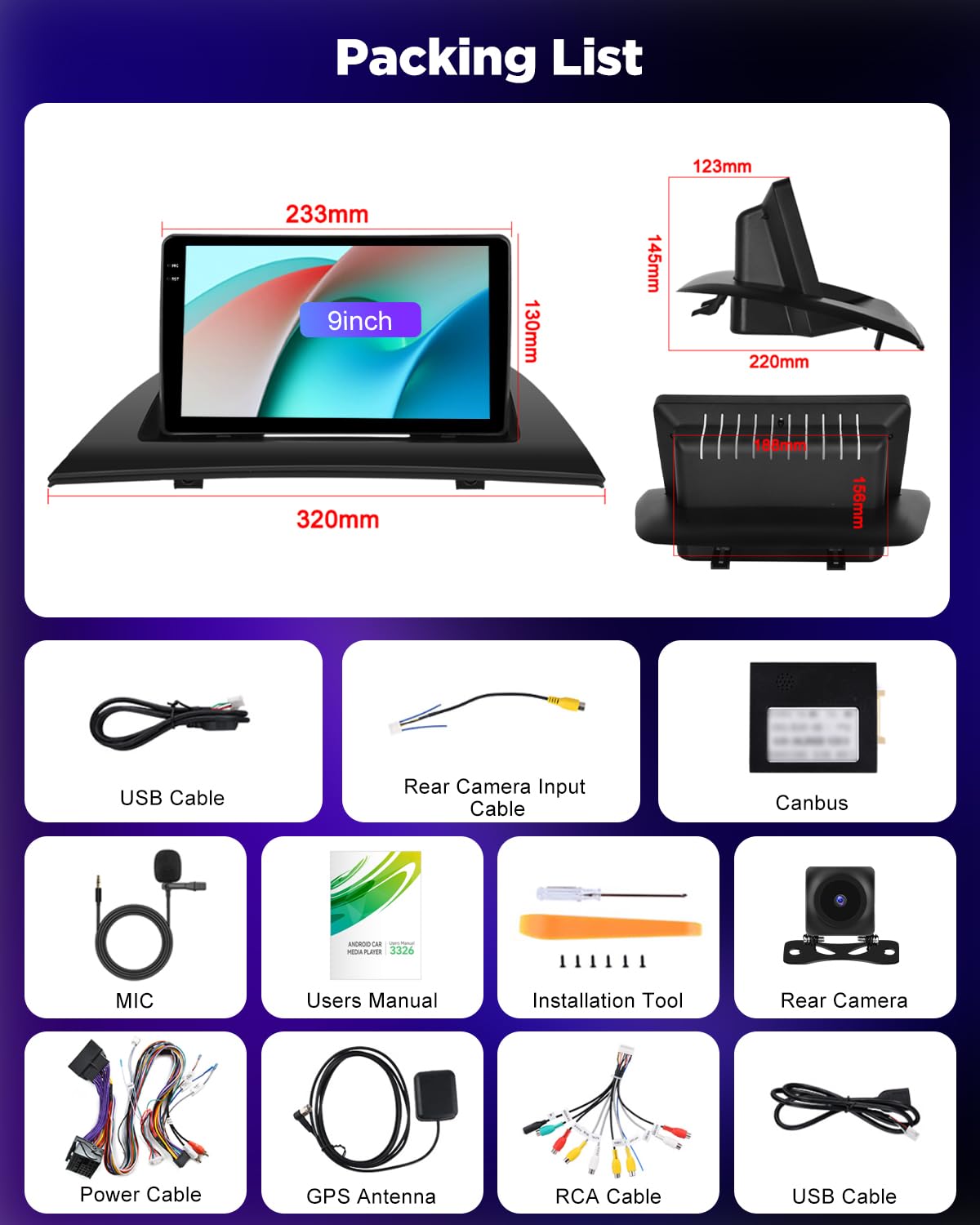 NHOPEEW Autoradio Android 4+128 GB per BMW X3 E83 2004-2012 con supporto CarPlay e Android Auto, WiFi, GPS, comandi al volante + telecamera di retromarcia,Canbus