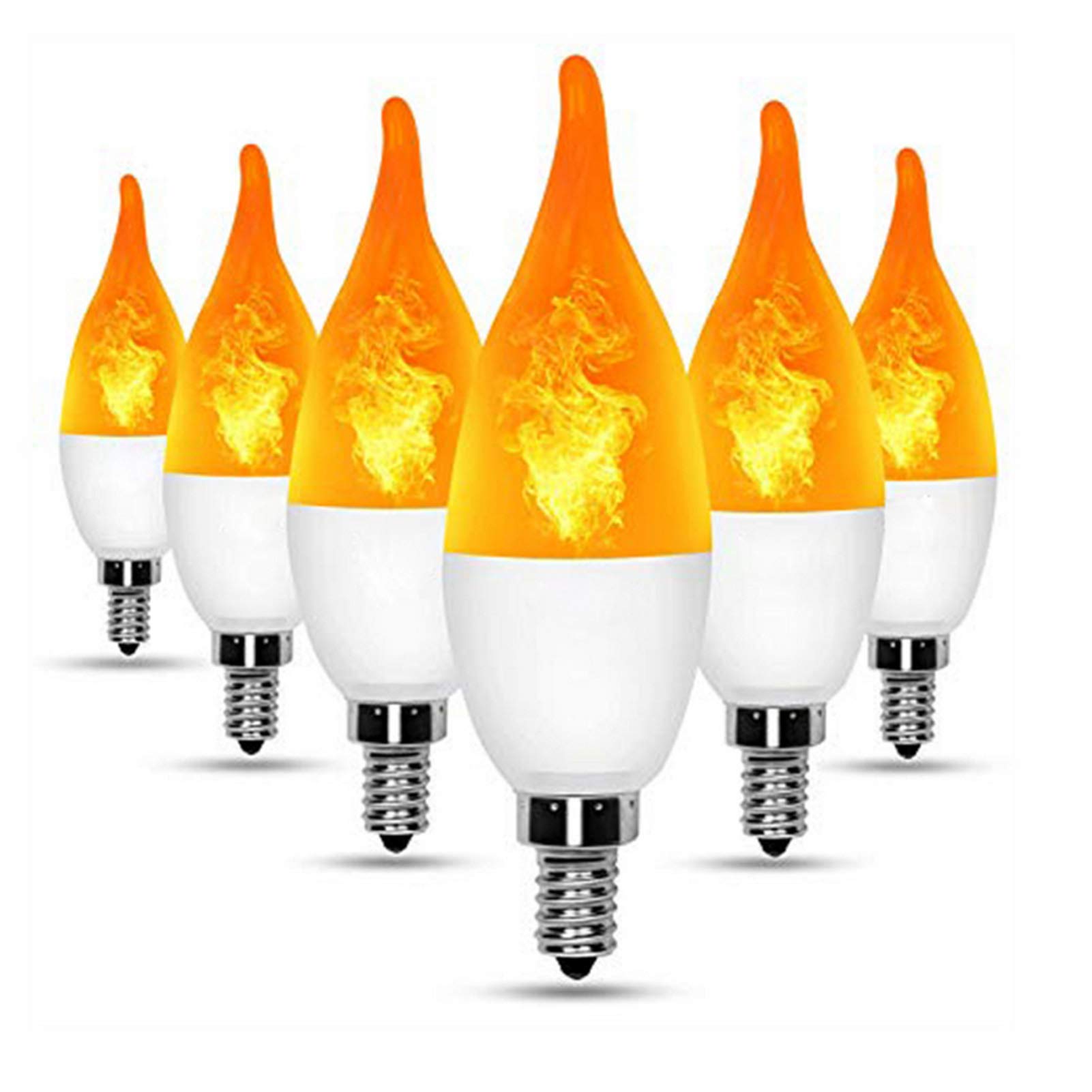 Bombilla LED llamas simuladas, 3 modos, bombillas llama parpadeante, bombillas LED E12 lámpara araña, bombilla parpadeante decoración interior/exterior, con sensor gravedad