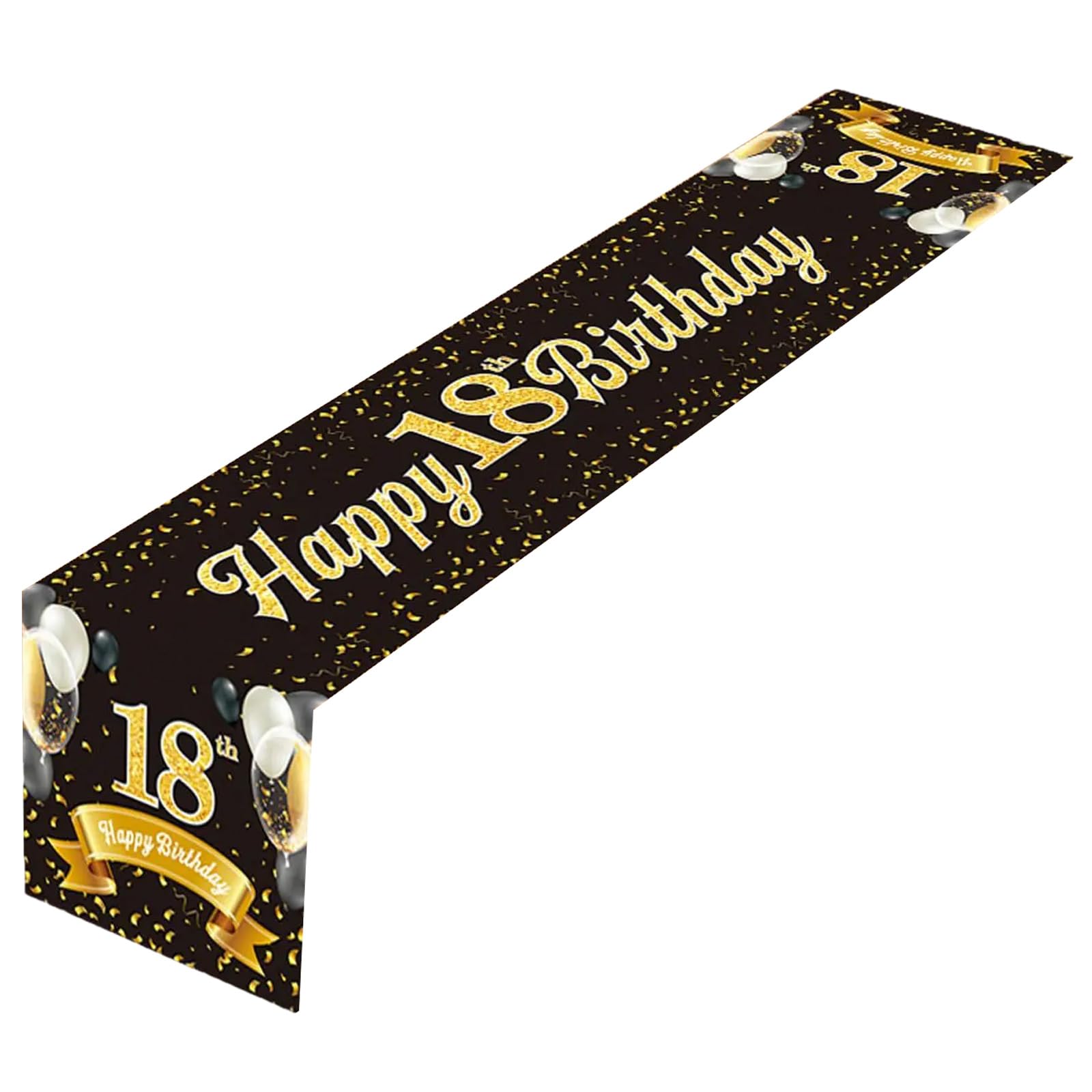 Tsophreniq Stylish Black Gold Table Runner Table Cloth Tablecloth for Birthday Celebration 180x35cm Decorative Cloth Birthday Decorations
