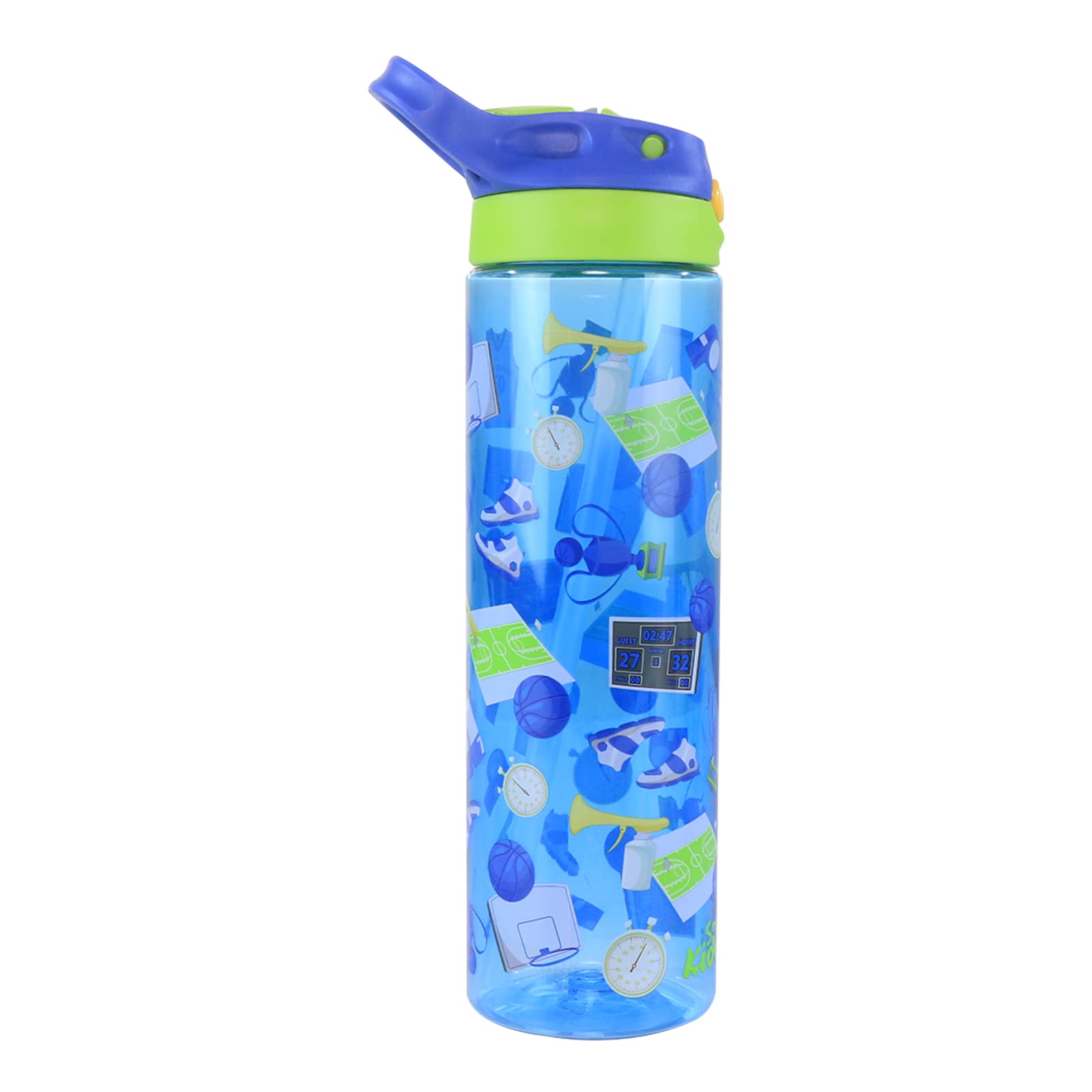 Sipper bottle Flip Plastic Drink Bottle 750 ml - Basket Ball Theme Blue| Anti-Leak BPA Free | ECO-FRIENDLY BPA FREE - Material | suitable for kids to drink water |