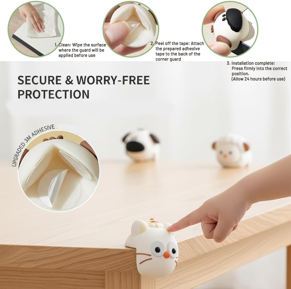 12 Pack Cute Animal Corner Guards - Soft Silicone Edge Protectors for Tables, Desks & Furniture, Durable & Flexible, Perfect for Home and Office, Ideal Housewarming Gift
