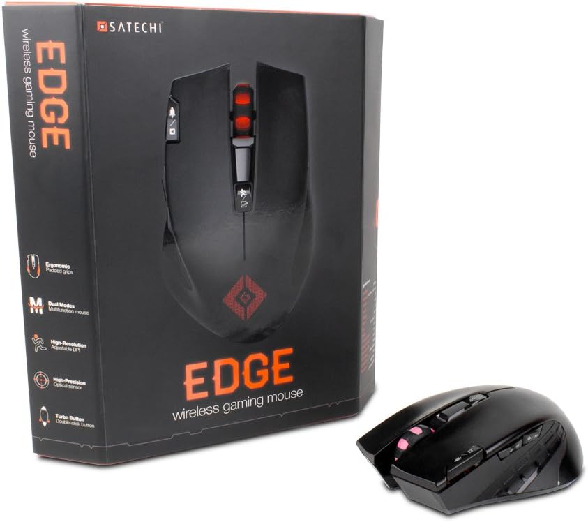 Satechi Edge Wireless Gaming Mouse 800 DPI, 1600 DPI, 2400 DPI, 4000 DPI with 500Hz Return Rate (Battery Powered)