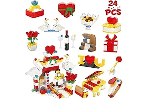 WODMAZ Valentines for Middle Schoolers-24 Packs Flower Heart Building Blocks Set