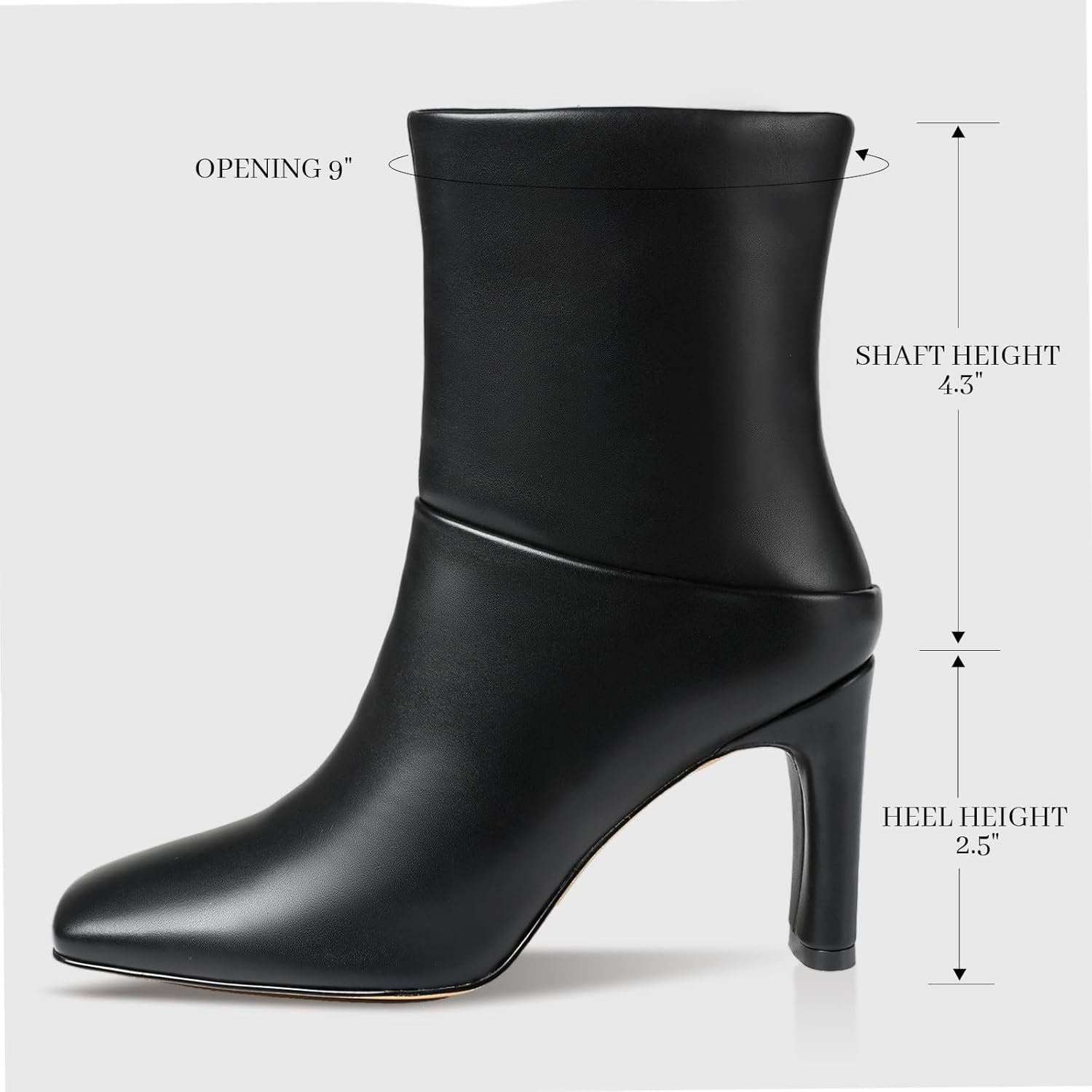 Uacllcau Ankle Boots for Women Square Toe High Heel Block Mid Calf Side Zipper Short Booties Gogo Fashion Fall Winter Boots - Image 4