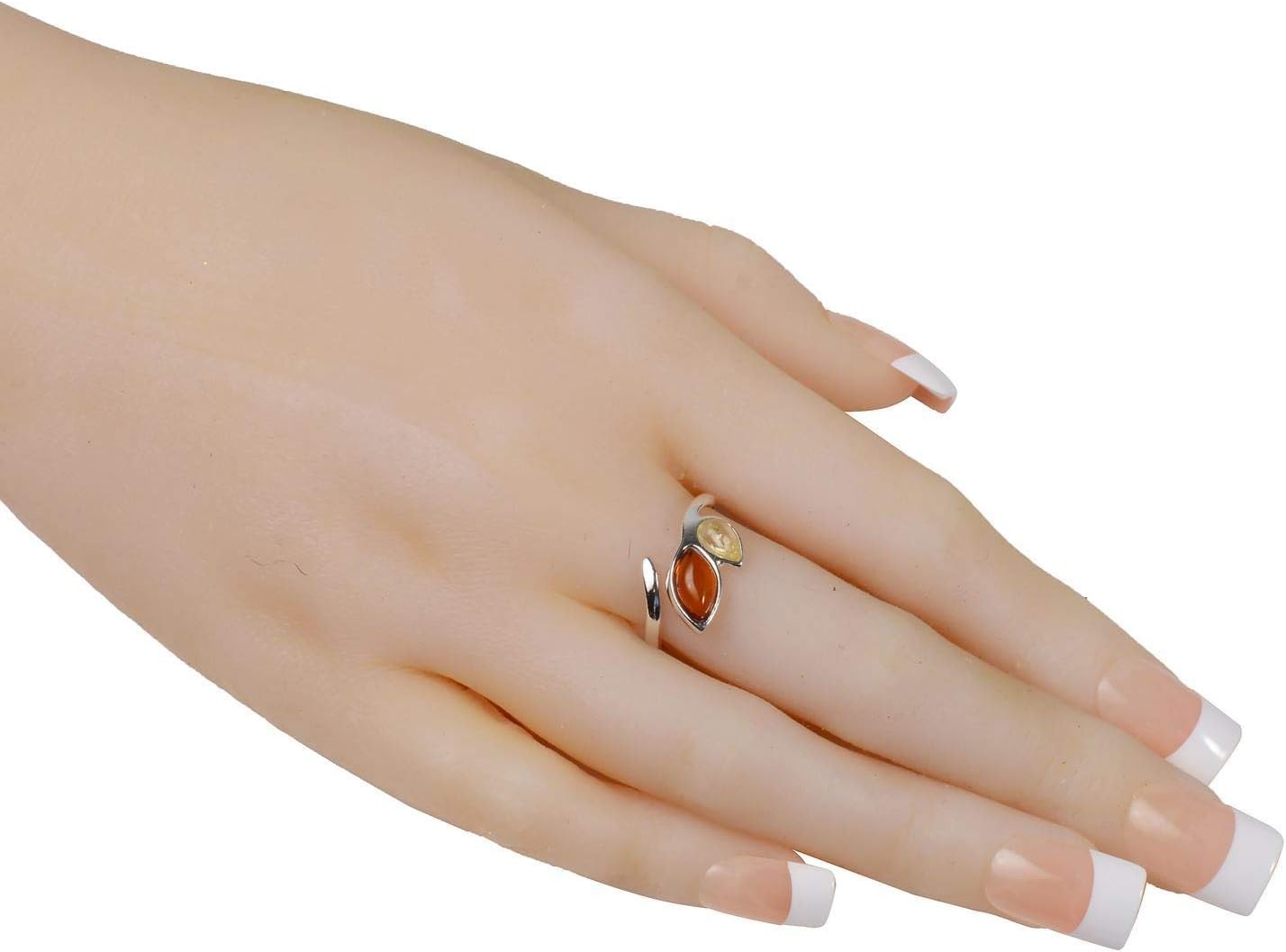 HolidayGiftShops Sterling Silver Baltic Honey and Lemon Amber Adjustable Ring Maja - Image 2