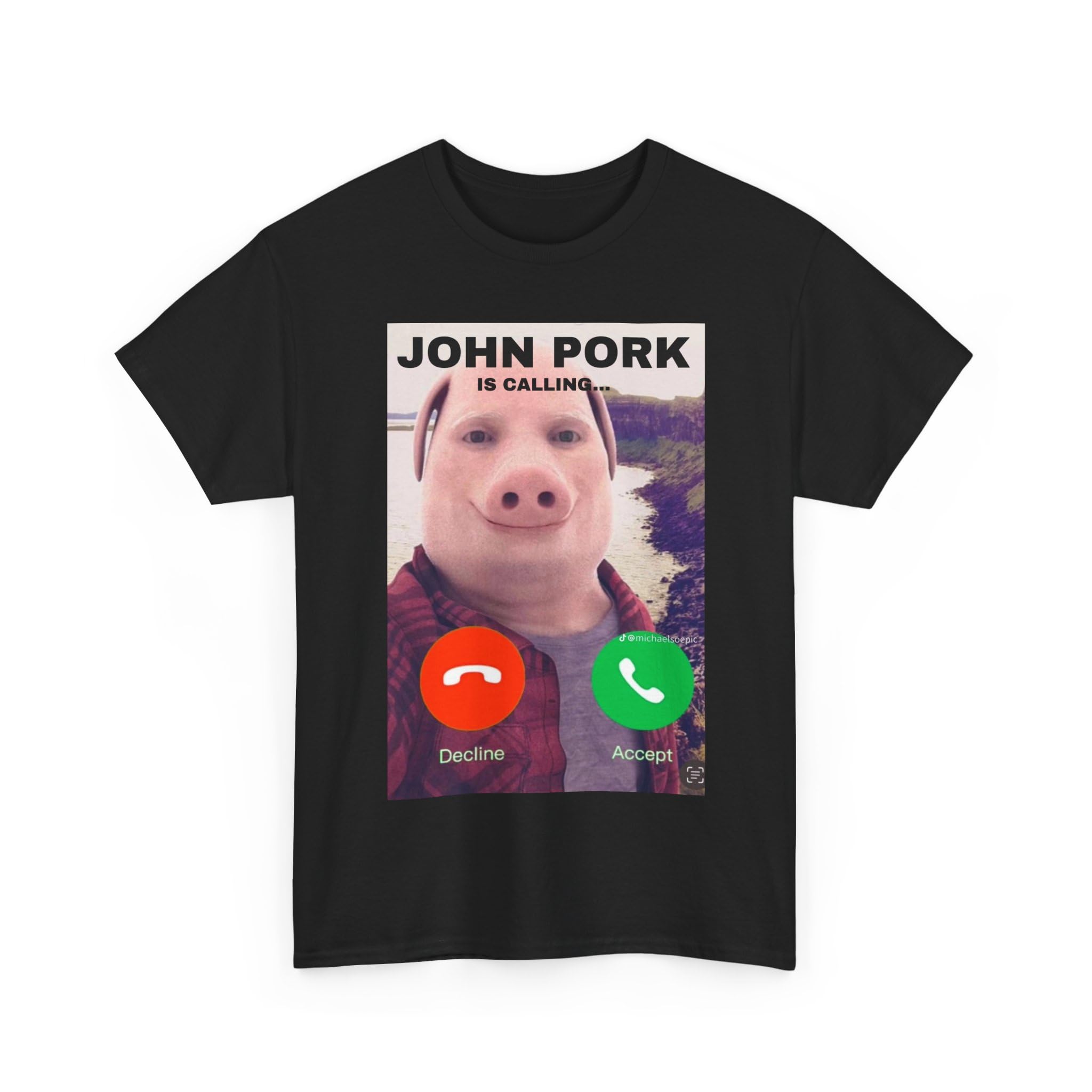 John Pork is Calling FUUNY - playera para teléfono - XL - Negro
