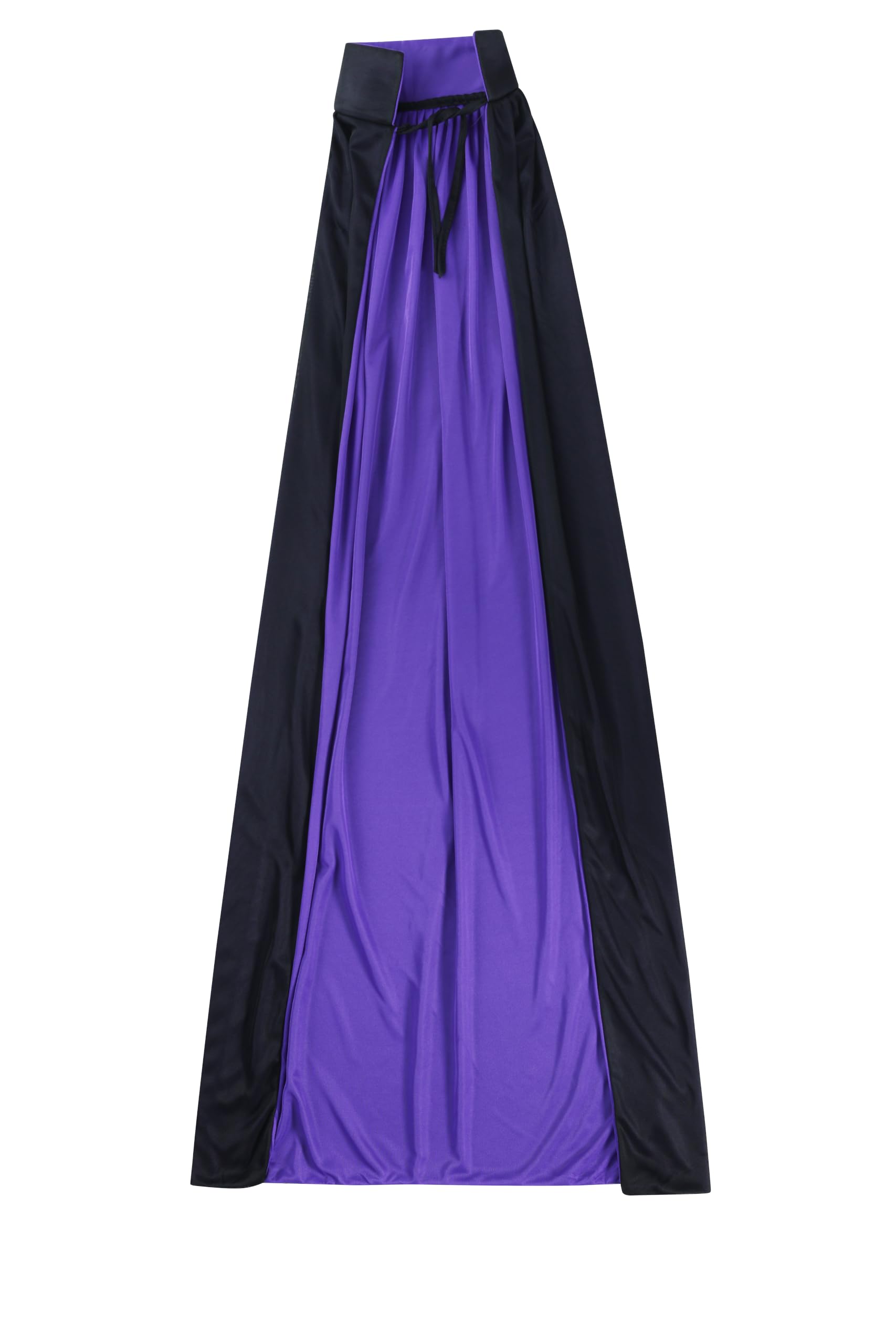 VIROSA Reversible Adult 1.4m Long Cape Costume – Black and Purple Full Length Fancy Dress Cloak for Halloween, Vampire, Witch, Cosplay, Party and Stage Performance