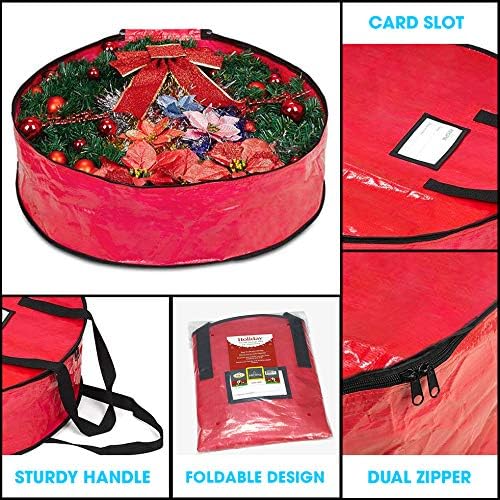 Miniatura 3 de ProPik Bolsa de almacenamiento de corona de Navidad de 36 pulgadas  Contenedor de guirnalda de vacaciones con material resistente a desgarros  Con