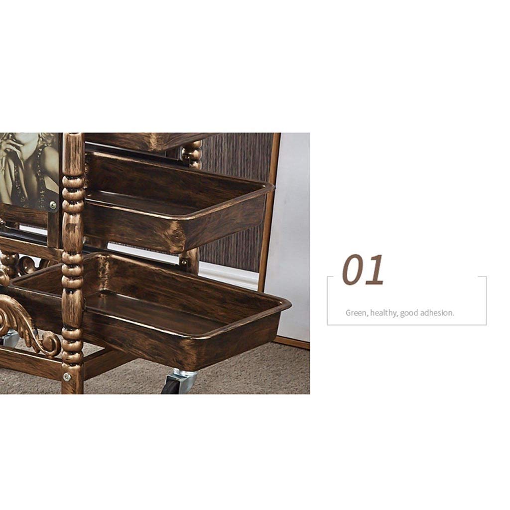 Carrello a Mano retrò, Ferro a Cinque Strati, Parrucchiere Barbiere Bellezza stoccaggio Capelli Spa Carrello Rullo Salone Vassoio con 4 cassetti es(Nero