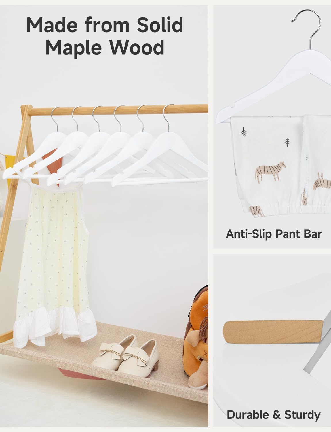 StorageWorks Wooden Hangers 10 Pack and Baby Hangers 20 Pack