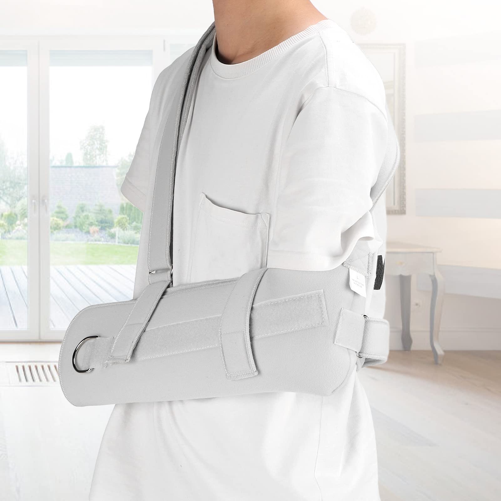 Cabestrillo para brazo de hombro Cabestrillo de soporte para brazo, Cabestrillo de brazo fracturado Recuperación de pote de longitud ajustable para mano izquierda para adultos por esguince d