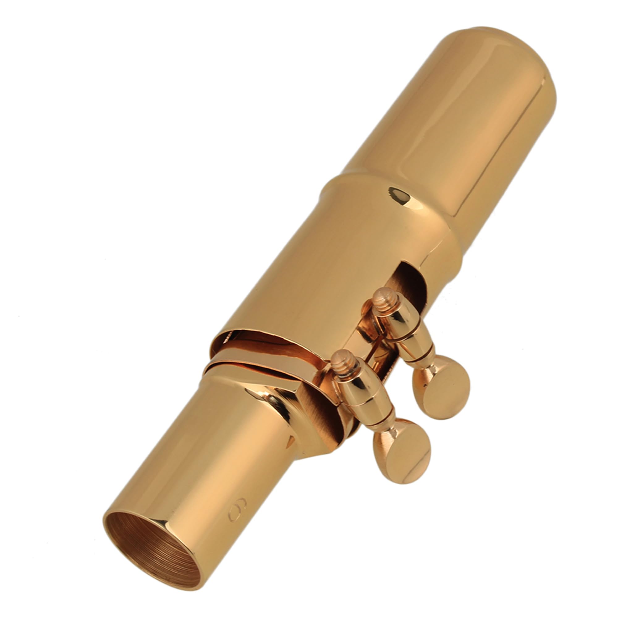 Yibuy 2 piezas 6# Tenor B Boquilla plana para saxofón dorado para principiantes con correa para el cuello para amantes de la música