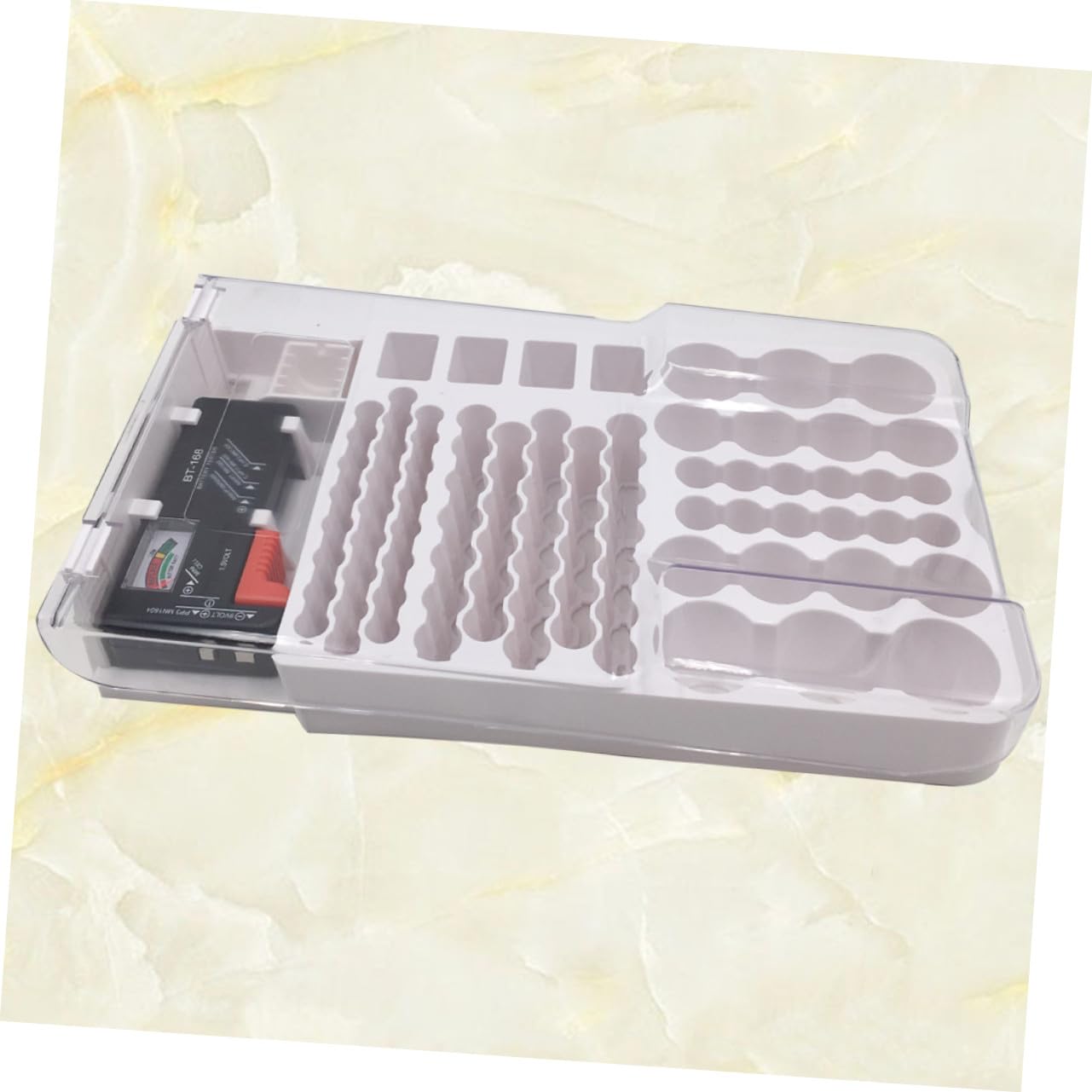 2 Pezzi Custodia Portatile per Batterie con Tester Integrato Capacità Resistente e Durevole Tester Volt Affidabile per Batterie Aa Aaa Contenitore per Conservazione e Test Rapido