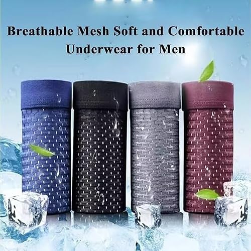 Lot de 8 Culotte en fibre de bambou homme en bambou anti-frottements, doux et confortables, légers, doux pour la peau, extensibles, évacuant l'humidité, respirants et confortables,（Noir , L） – vue 7