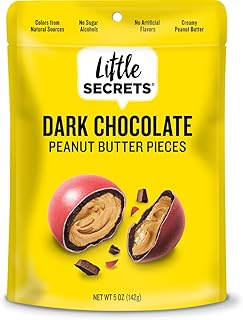 Little Secrets Dark Chocolate Peanut Butter Chocolate Pieces | Resealable Bag | Guilt-Free | Colors from Natural Sources | 5oz Resealable Bag