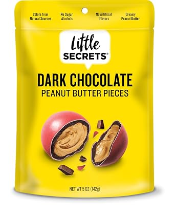 Little Secrets Dark Chocolate Peanut Butter Chocolate Pieces | Resealable Bag | Guilt-Free | Colors from Natural Sources | 5oz Resealable Bag