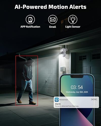 Miniatura 8 de OHWOAI Cámara de seguridad al aire libre inalámbrica de doble vista, cámaras de vigilancia 2.4G/5G WiFi PTZ con visión nocturna a color para