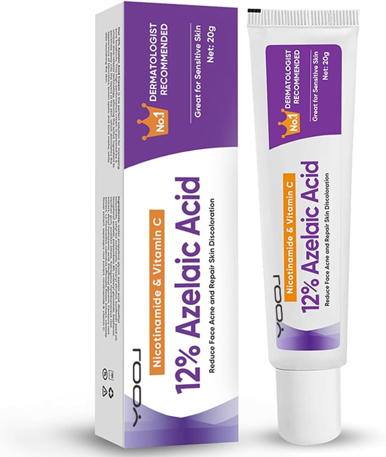 Azelaic Acid Cream, Azelaic Acid Face Serum Cream, Brightening Face Skin Care Treatment for All Skin Types, Repair Dark Spots for Fresher and Smoother Skin, (20g)