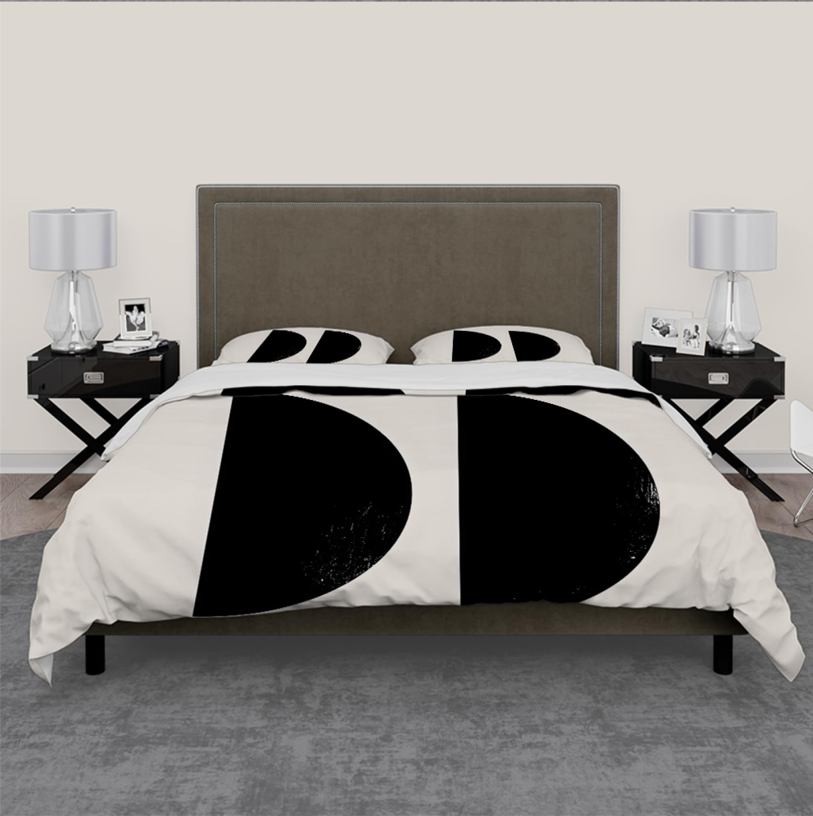 Nowoczesny minimalistyczny styl czarny półokrągłe poszwy na kołdrę na komfortowy sen Top miękki w dotyku zestaw pościeli 155x200cm