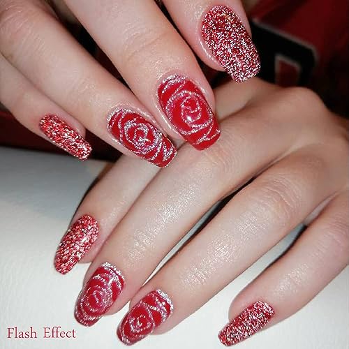 Miniatura 5 de VERONNI Esmalte de uñas de gel con purpurina reflectante Diamond Sparkle Soak Off UV LED brillante, esmalte de uñas en gel con purpurina Bungee