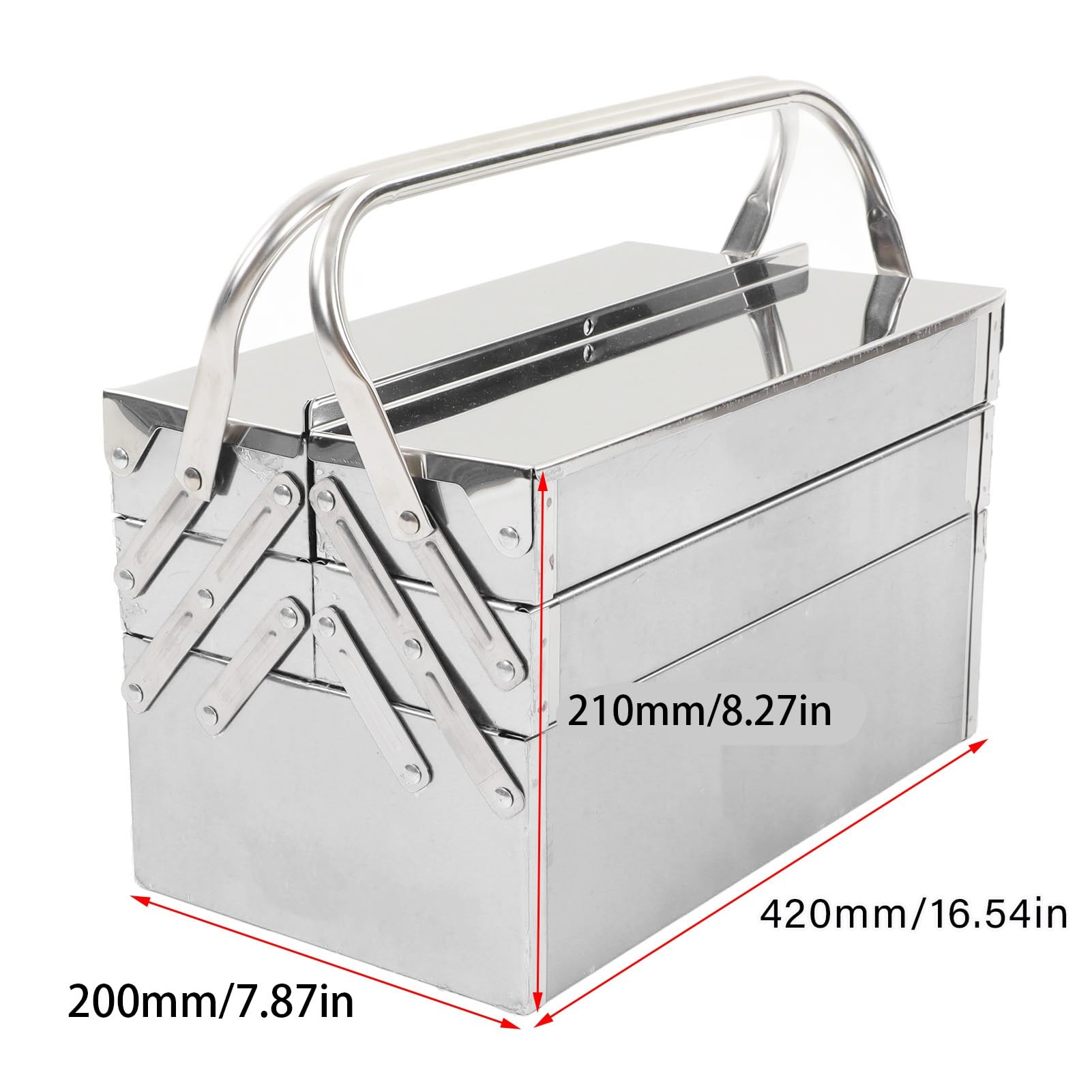Cuifati Cantilever Tool Box, Cassetta Portautensili in Acciaio Inox 3 (420) | Scatola portautensili pieghevole in metallo, organizer portatile per la manutenzione automatica, con design antiruggine per