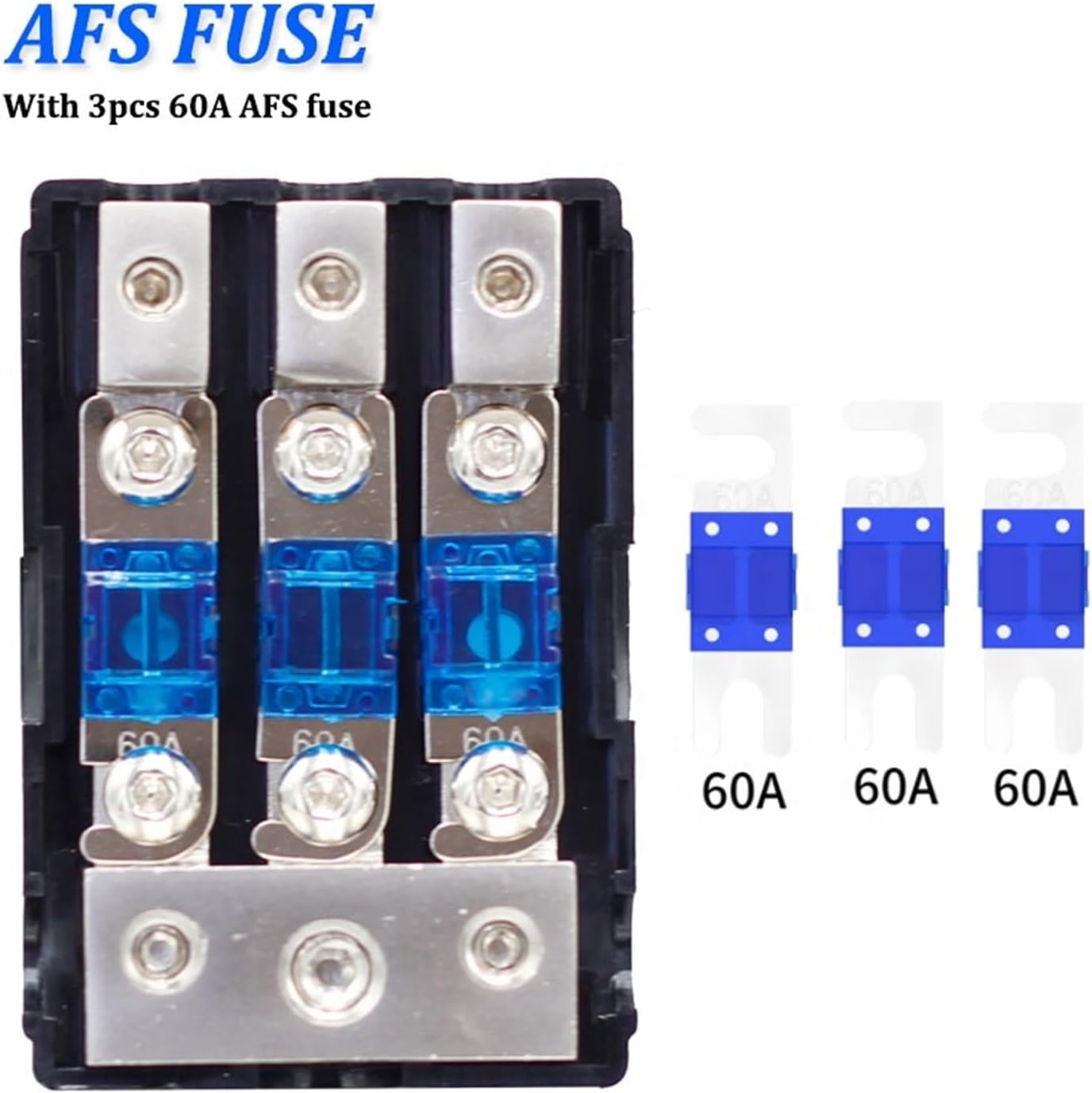 12V 60A 3Gang Zinc Alloy Automotive ANL auto Power Distribution Fuse Holder (Size : 60A, Color : 4way)