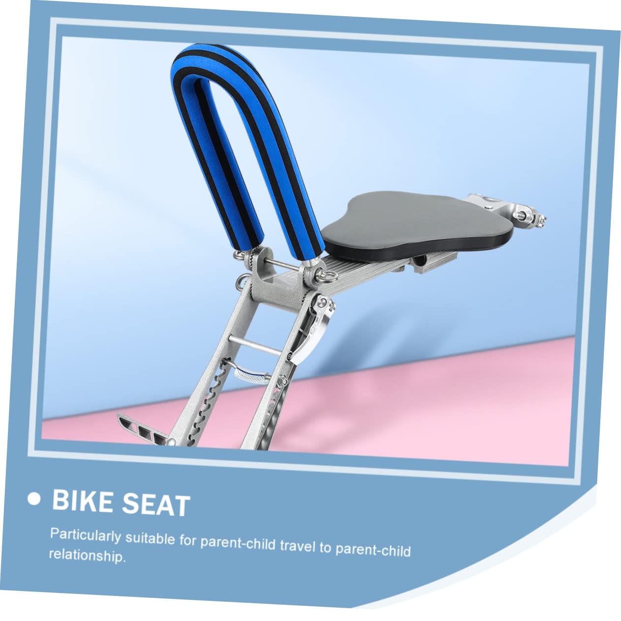 Garneck Seggiolino Bici Bambini Anteriore Pieghevole Pedali | Lega di Alluminio, per Bicicletta, Nero e Blu, Viaggio Genitore-figlio
