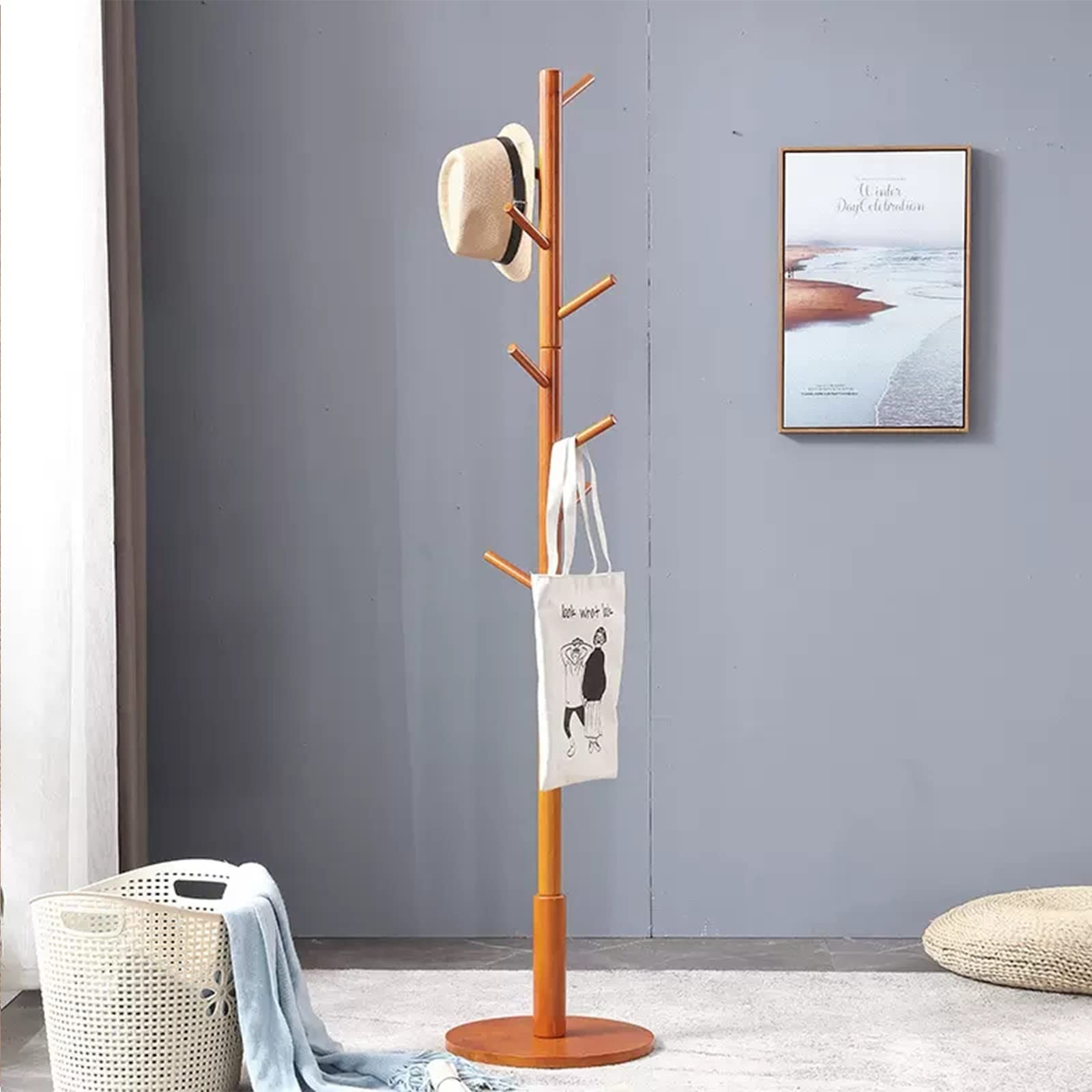SAeWare Appendiabiti da pavimento per camera da letto, con belle forme e rende lo spazio più stratificato, giallo