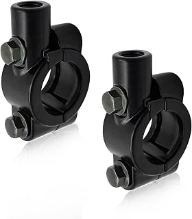 Sylvil 2 PCS Motorcycle Handlebar Mirror Mount Holder, Aluminum 7/8" Mirror Thread Mount Clamp, Handlebar Rearview Mirror Adapter for ATV Scooter, Universal Motorcycle Accessories (10mm Black)