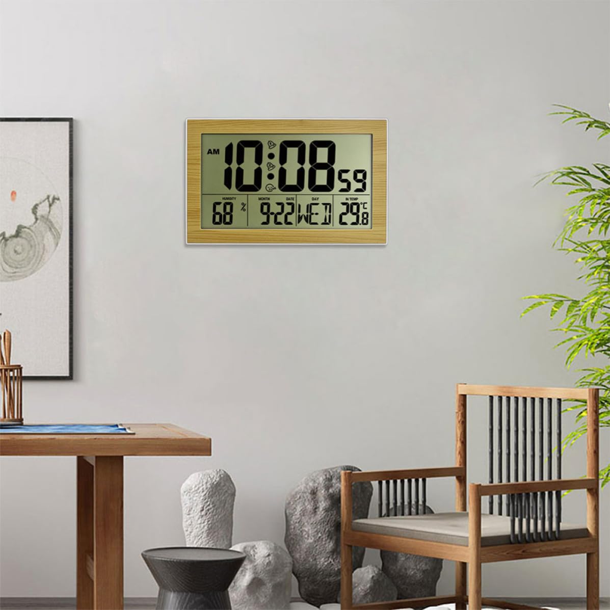 Reloj Despertador Digital de Pared Calendario para Oficina y Hogar