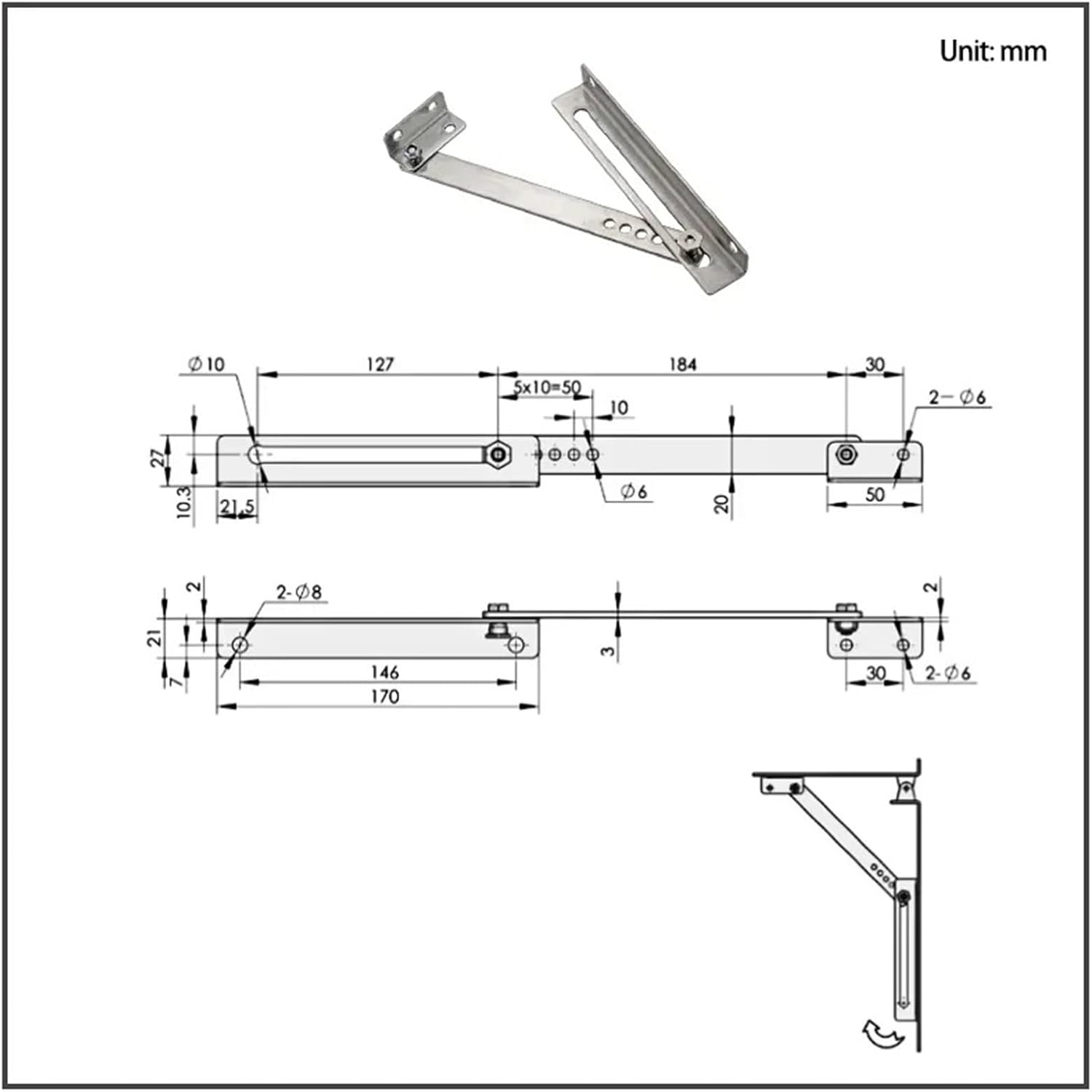 304 Stainless Steel Limit Device Cabinet Support Rod Folding Door Window Electric Switch 1Pcs
