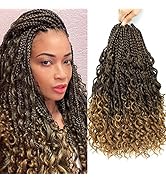 8 Packs Box Braids Crochet Hair with Curly Ends Bohe Goddess Box Braids Soft Net Synthetic Pre-Lo...