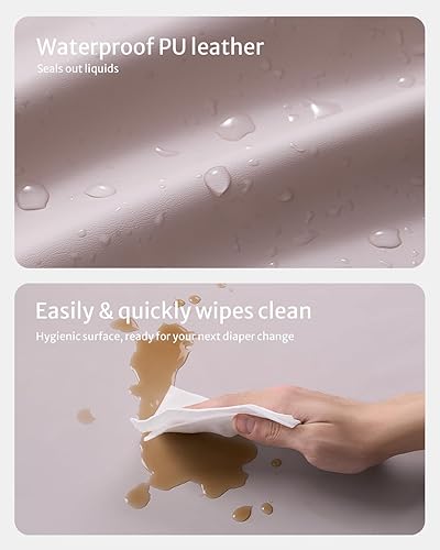Miniatura 2 de Blissful Diary Cambiador de bebé de cuero vegano con cubierta de poliuretano impermeable y fácil de limpiar, tamaño estándar acogedor cambiador de
