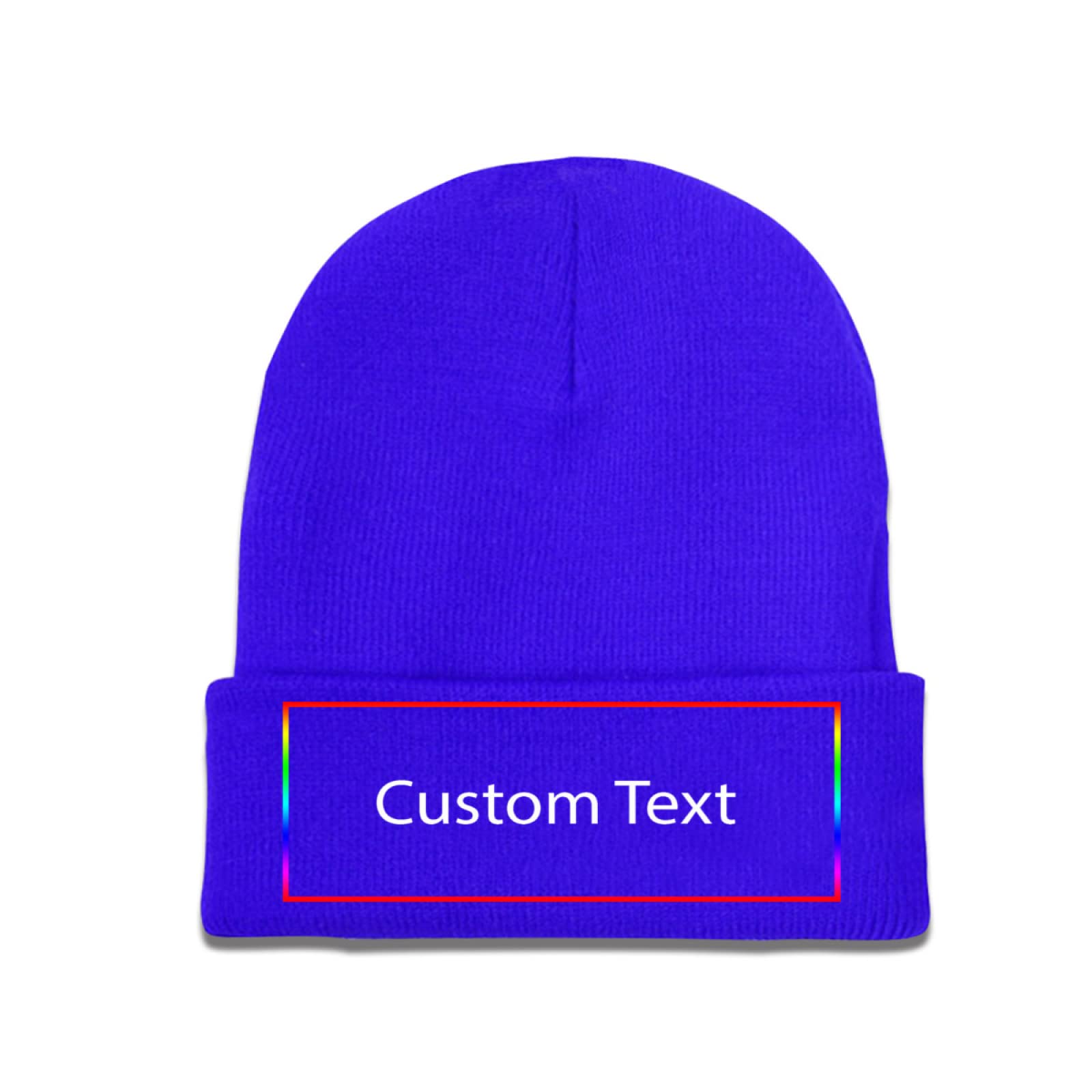 Miujonvy Custom Knitted Beanie Hats Slouch Blue Beanie Custom Text Unisex Skull Cap
