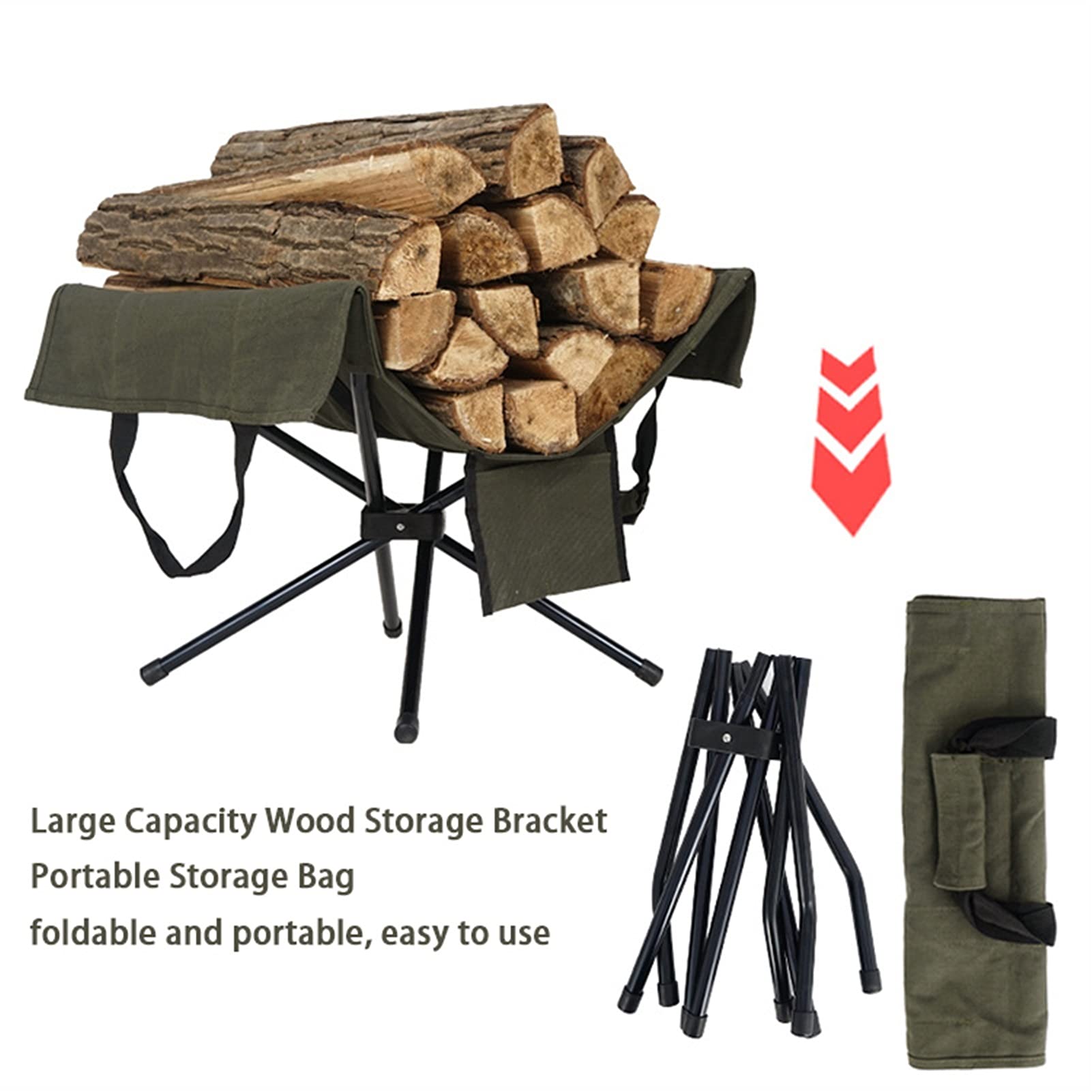 Firewood Log Carrier Bag - Trwałe płótno do przechowywania na kemping, Fireplace Wood Holder, duża składana torba do kosza dzienników