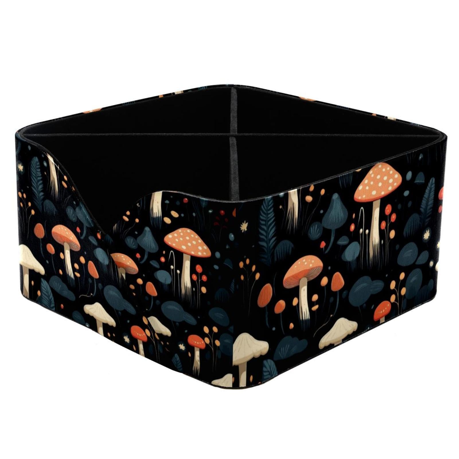 Organisateur de bureau champignon noir et boîte de rangement rectangulaire pour papeterie