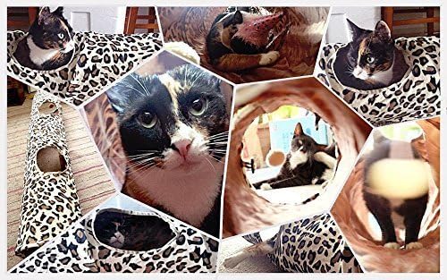 PAWZ Road Cat Tunnel Leopard Print Crinkly Cat Fun 2 Holes Long Tunnel Kitten Toys