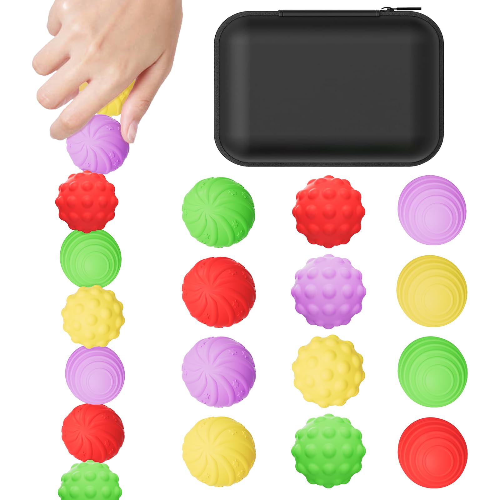 12 PCS Magnetic Silicone Stress Relief Balls Toys for Teens, Office Desk and Travel Anxiety Relief, Squeeze Ball for Focus and Relaxation