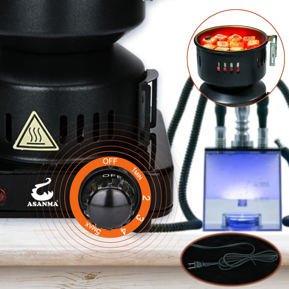 UL-zugelassener Mehrzweck-Holzkohle-Starter – Kohlebrenner, Kochplatte, Elektroherd, Kokosnuss-Starter mit abnehmbarer Edelstahlzange, 1,2 m längere Kabel, 650 W schnellere Erwärmung für Grillküche