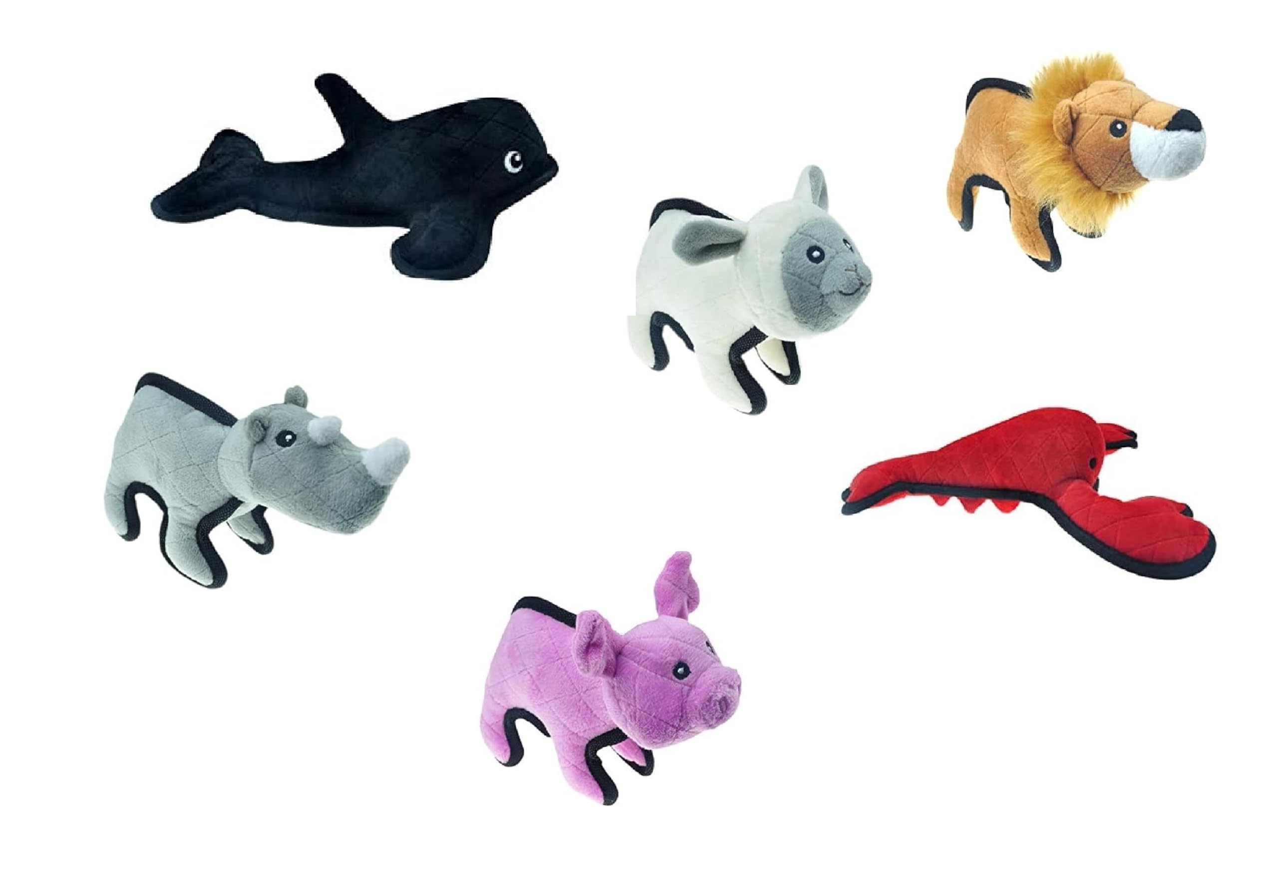 Extra Tough Dog Toys Canvas Tuffimals Dog Toys Cute Animals Choose Character Size Full Set - All 6