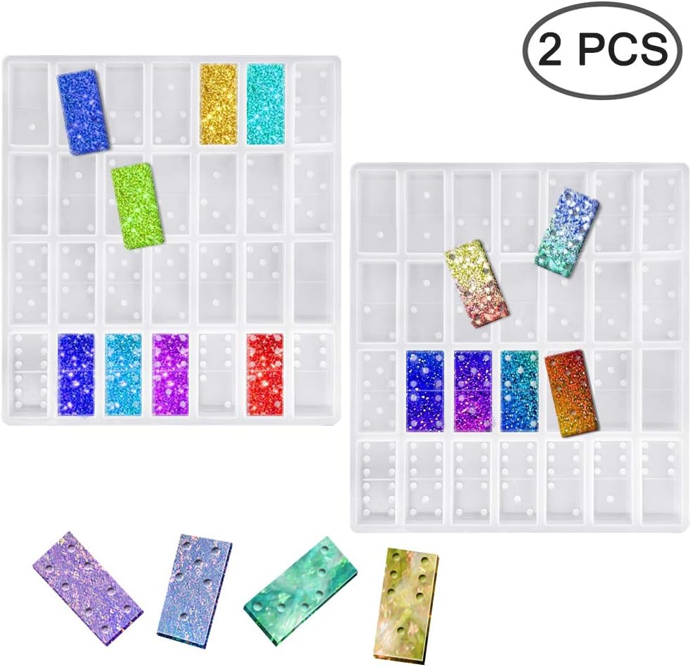 2 PCS Dominoes Resin Moulds Silicone, FineGood Epoxy Resin Casting Molds Dominoes Silicone Resin Moulds DIY Resin Starter Kit Molds - Image 3