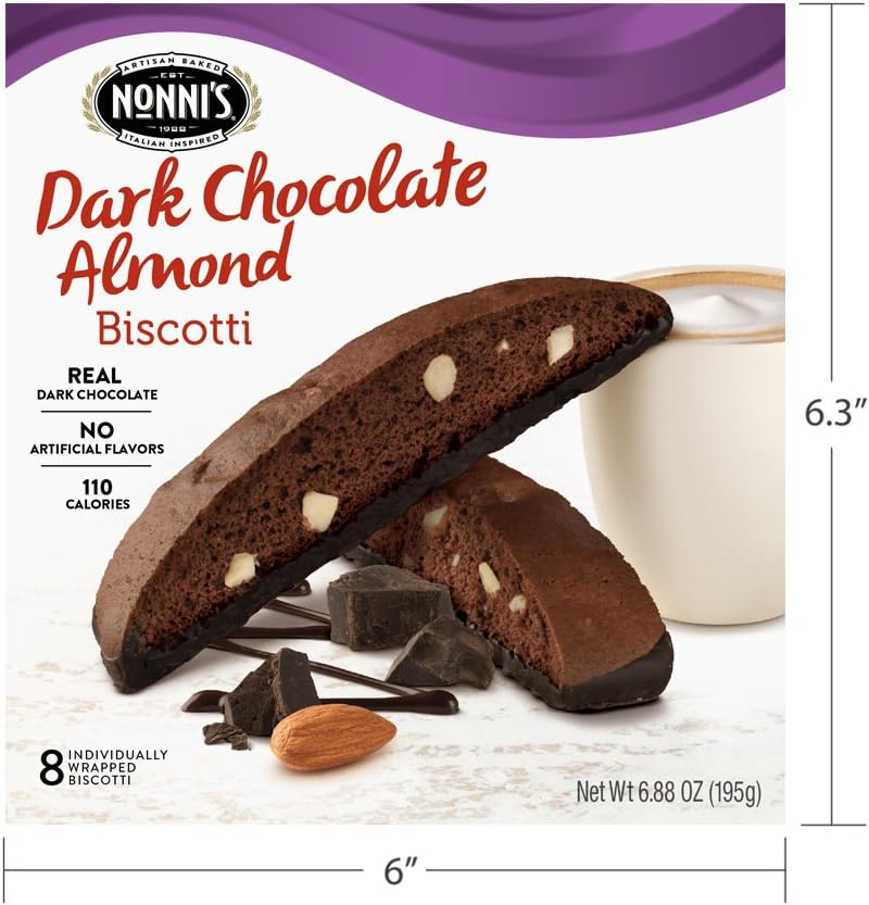 Nonni's Biscotti, Dark Chocolate Almond, 6 Boxes, 48 Biscotti Total